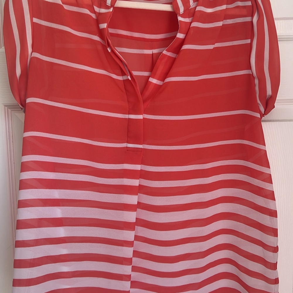 Striped coral and White Women's Top
